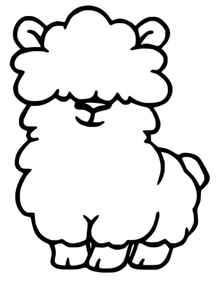 Dibujo de Alpaca de pie con lana rizada para colorear Dibujo de Alpaca de pie con lana rizada para colorear