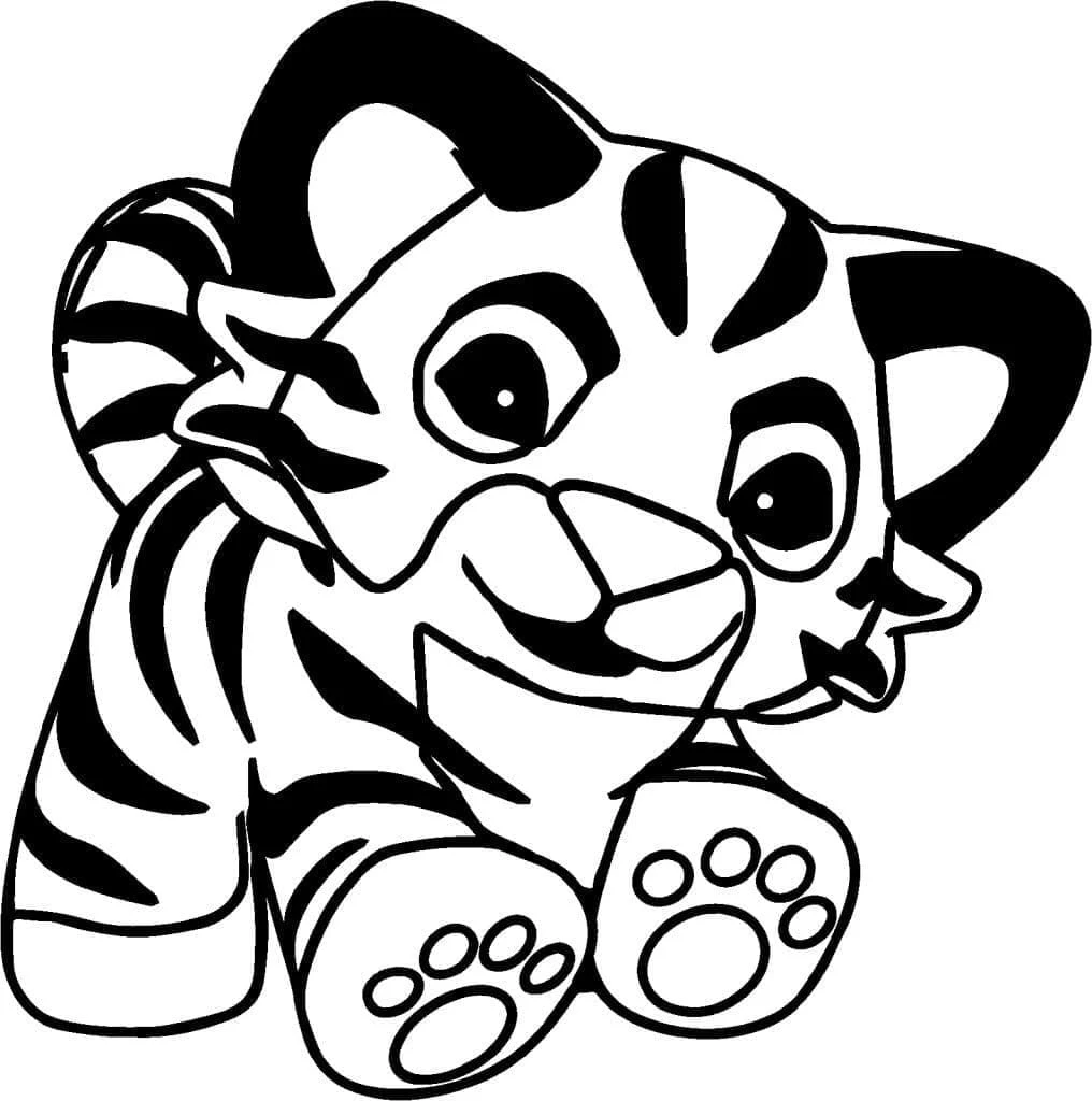 Dibujo de Cachorro de tigre tumbado para colorear Dibujo de Cachorro de tigre tumbado para colorear