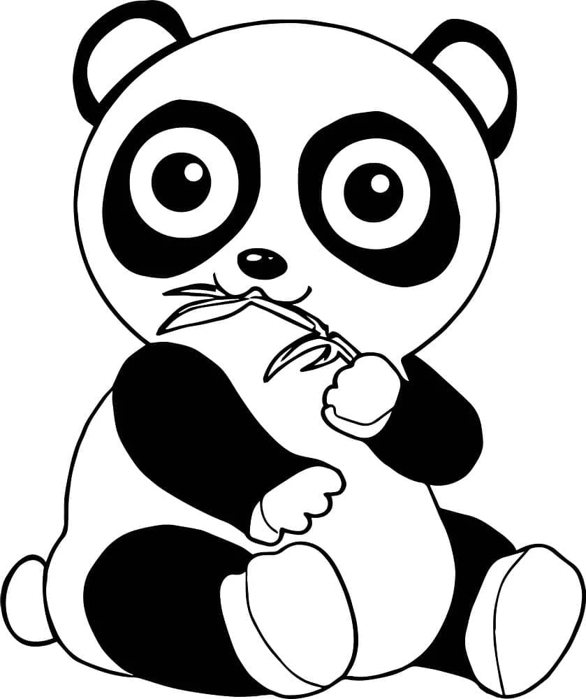 Dibujo de Panda bebé comiendo bambú para colorear Dibujo de Panda bebé comiendo bambú para colorear
