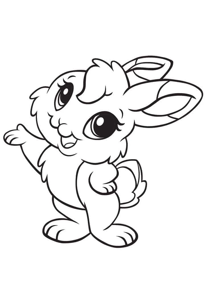 Dibujo de Conejito bebé saludando para colorear Dibujo de Conejito bebé saludando para colorear