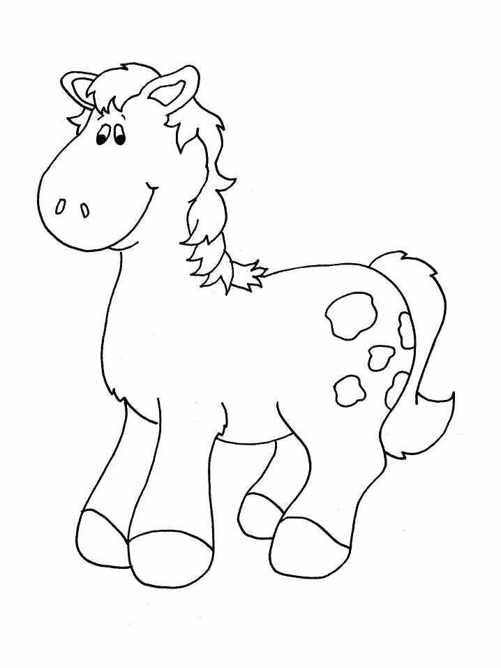 Dibujo de Caballo sonriente con manchas para colorear