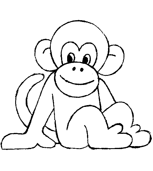 Dibujo de Chimpancé sentado con una gran sonrisa para colorear
