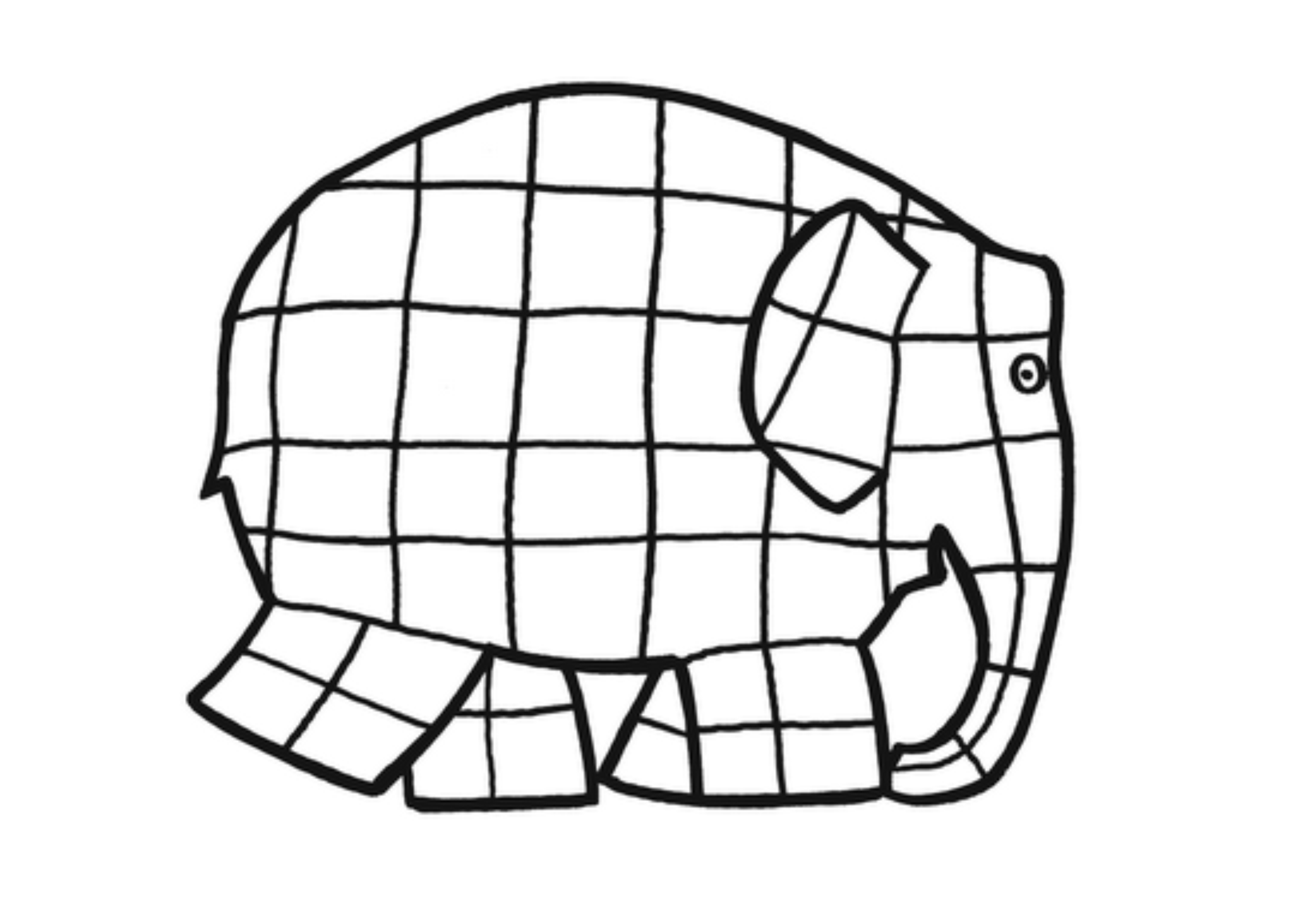 Dibujo de Elefante de patchwork caminando para colorear Dibujo de Elefante de patchwork caminando para colorear