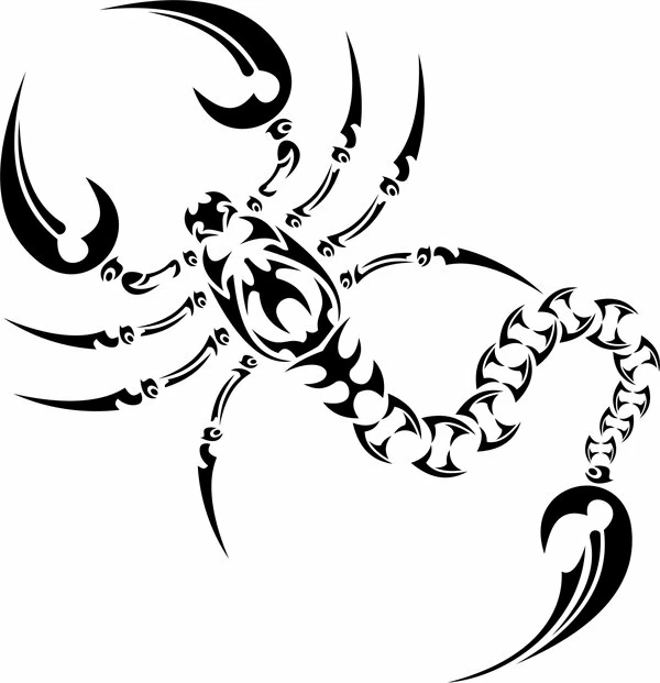 Dibujo de Escorpión con diseño tribal para colorear Dibujo de Escorpión con diseño tribal para colorear