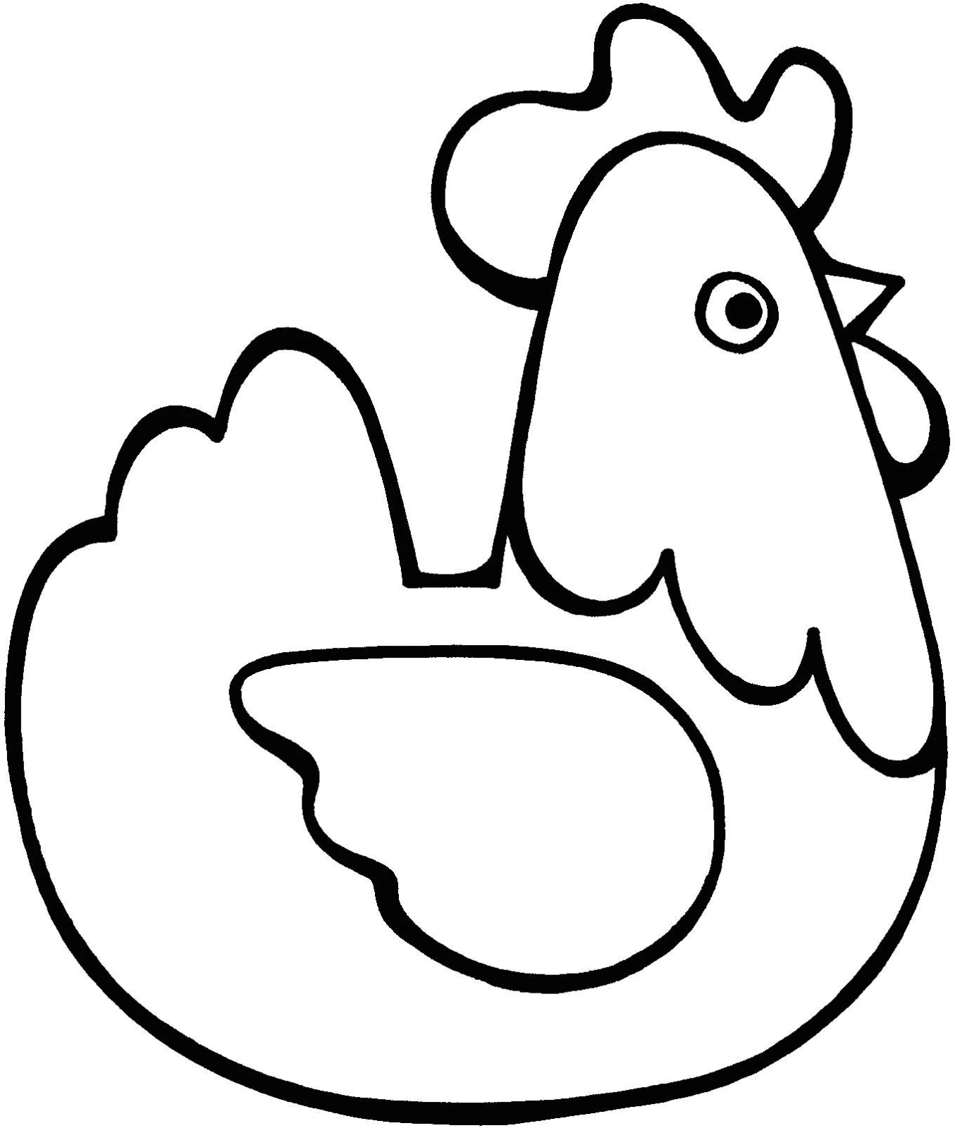 Dibujo de Gallina de cuerpo redondo y sencillo para colorear Dibujo de Gallina de cuerpo redondo y sencillo para colorear