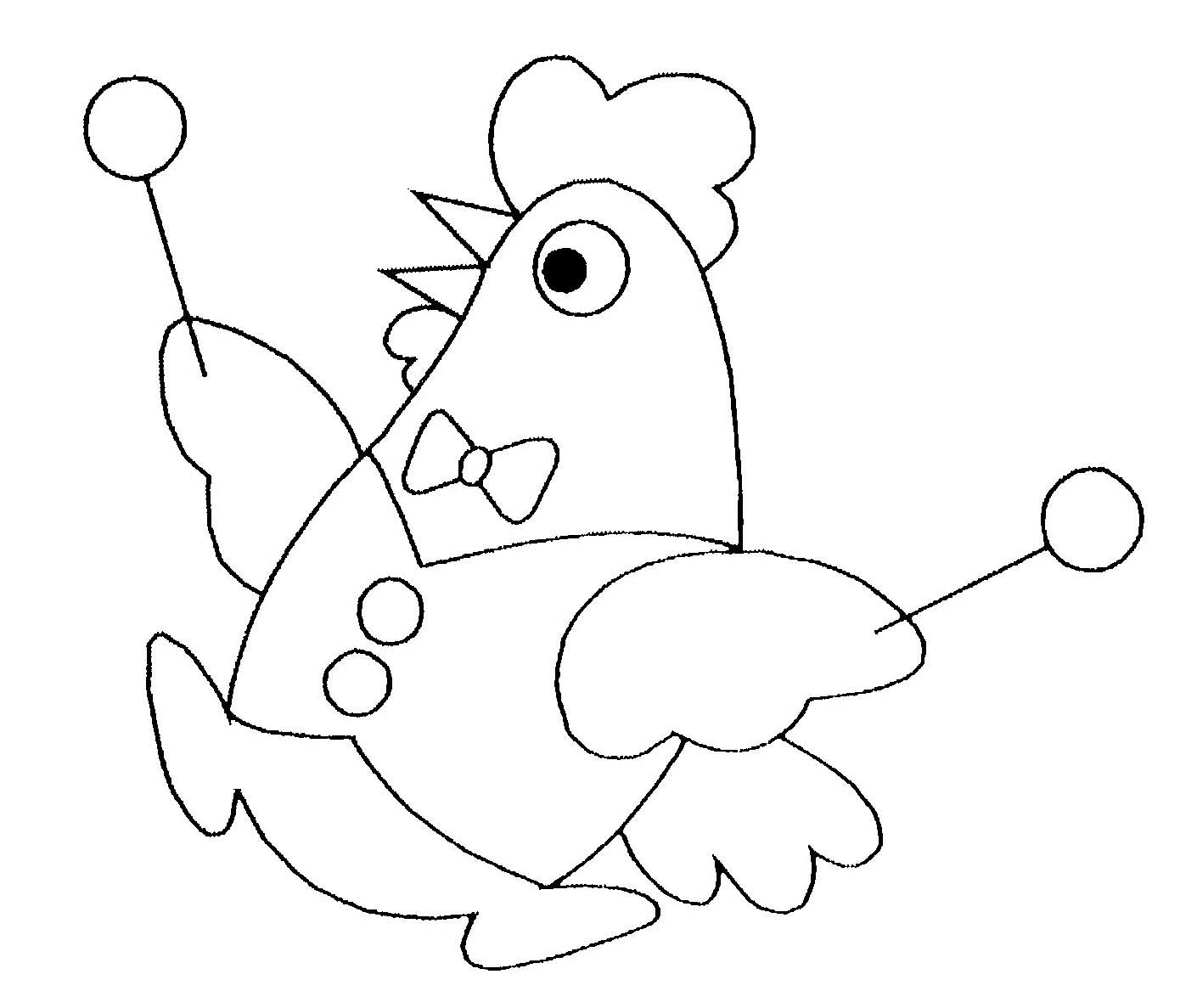 Dibujo de Gallina con pajarita y globos para colorear