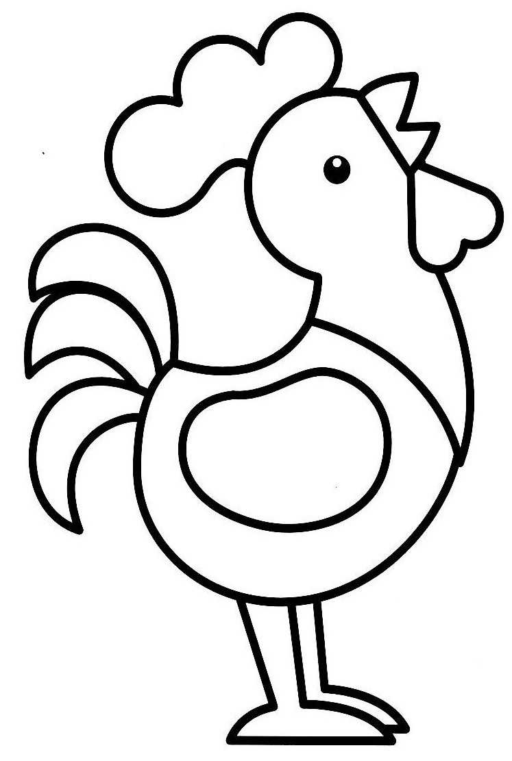 Dibujo de Gallo de pie sencillo para colorear
