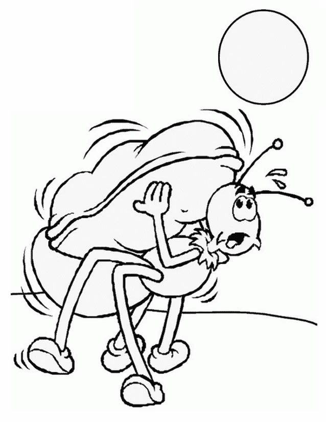 Dibujo de Hormiga sorprendida por un balón volador para colorear