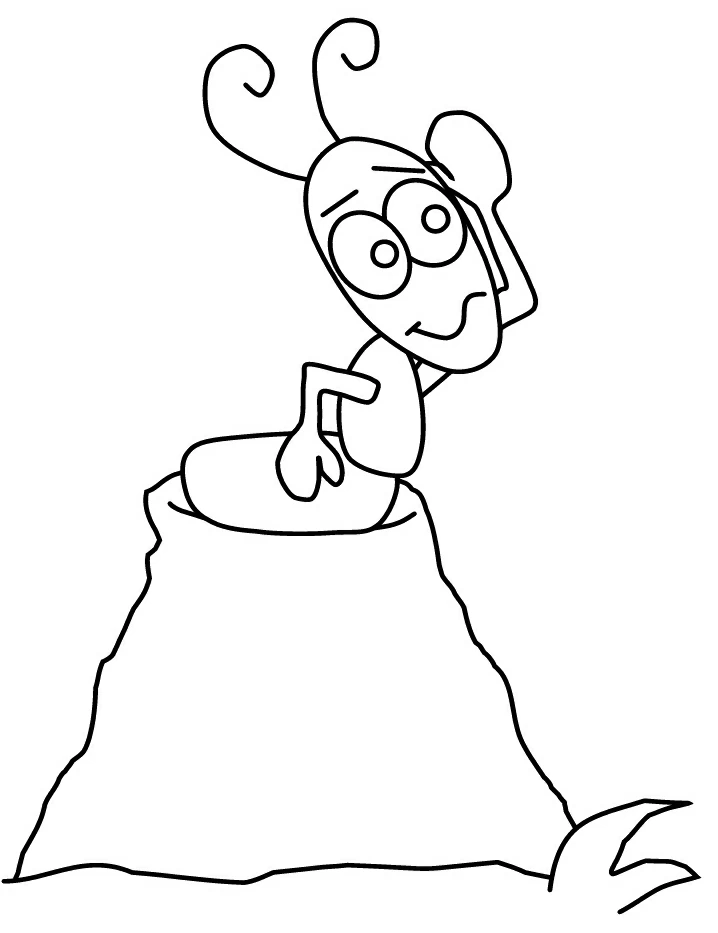 Dibujo de Hormiga asomada sobre un montículo para colorear Dibujo de Hormiga asomada sobre un montículo para colorear