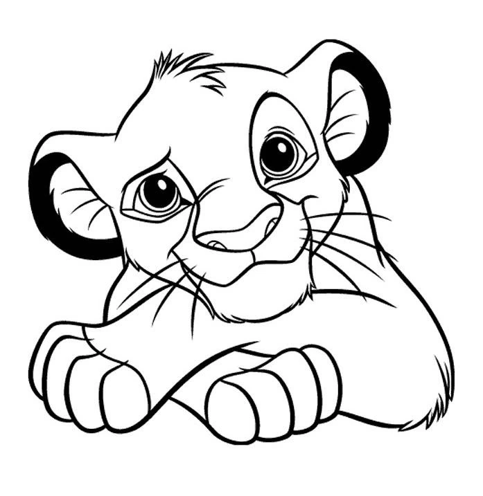Dibujo de León cachorro estilo Simba en retrato para colorear Dibujo de León cachorro estilo Simba en retrato para colorear