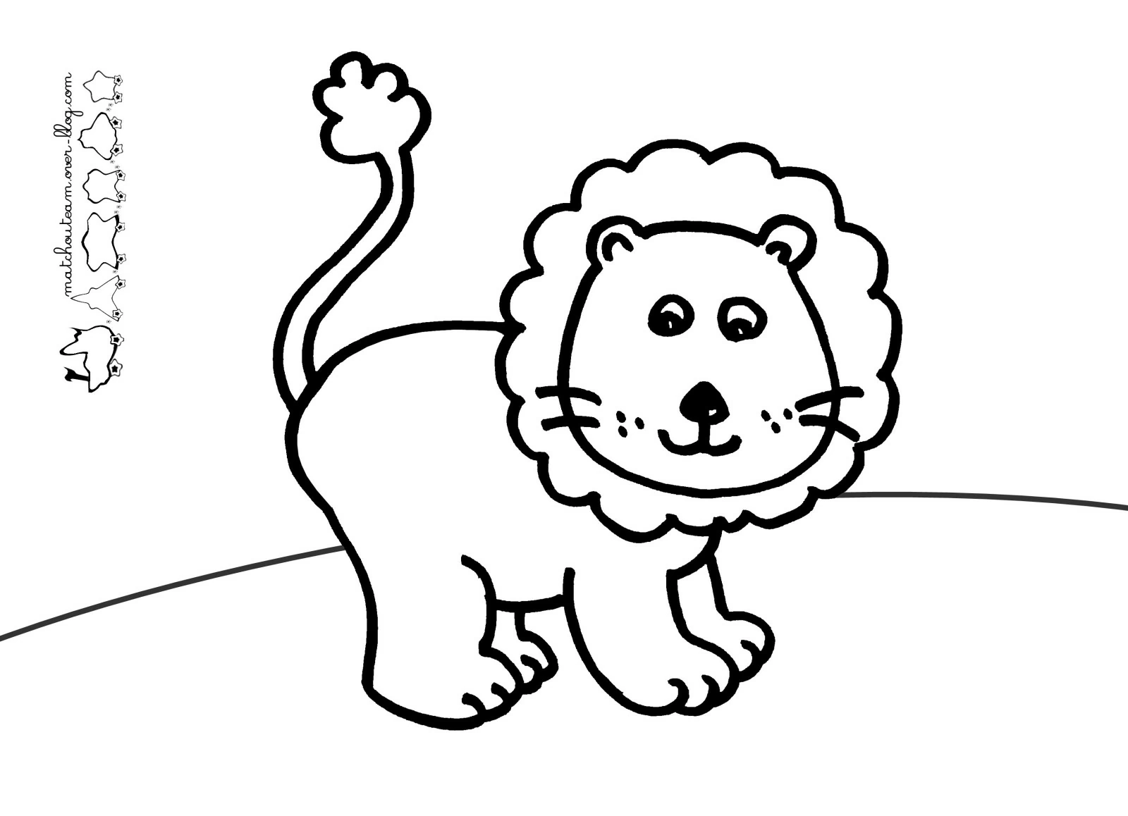 Dibujo de León de pie con la cola enrollada para colorear