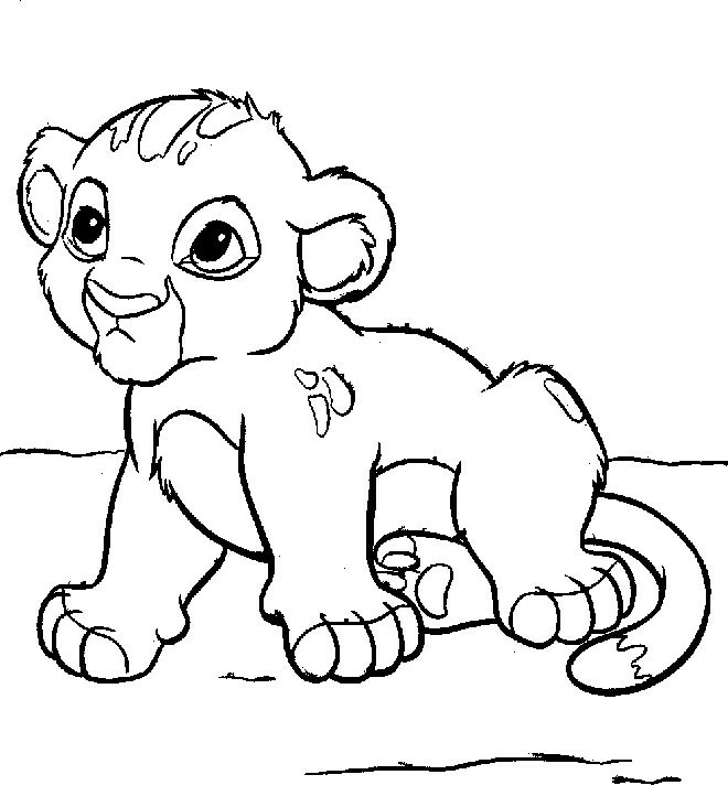 Dibujo de León bebé caminando para colorear Dibujo de León bebé caminando para colorear