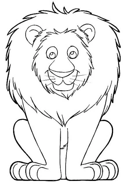 Dibujo de León sentado de frente para colorear