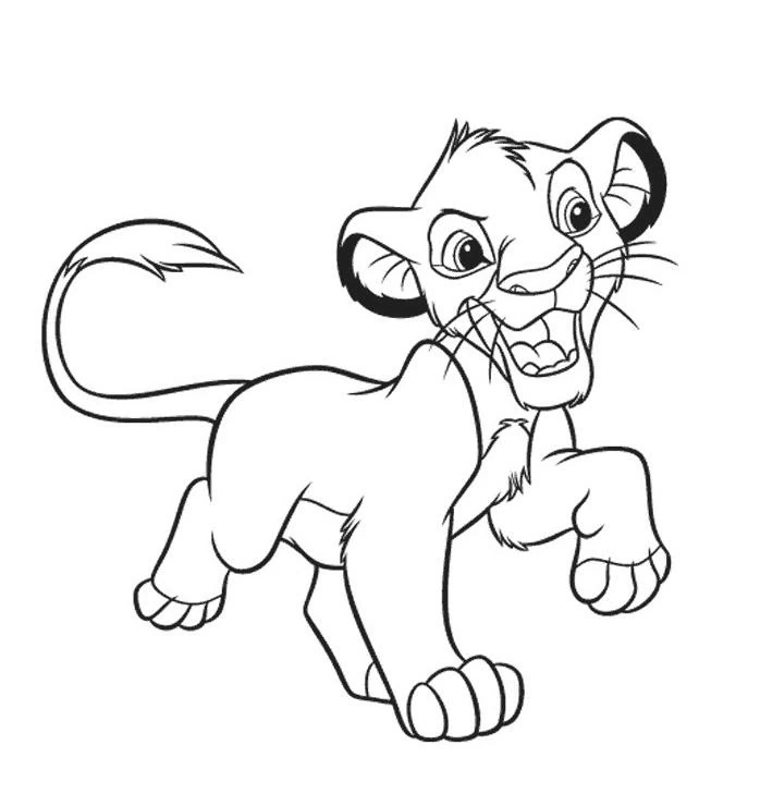 Dibujo de León Simba cantando alegremente para colorear Dibujo de León Simba cantando alegremente para colorear