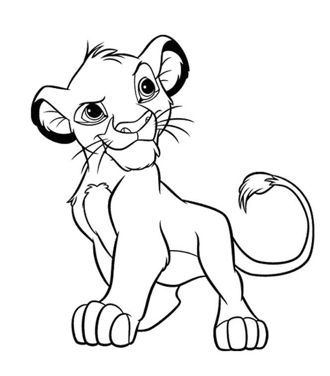 Dibujo de León Simba cachorro sentado con orgullo para colorear Dibujo de León Simba cachorro sentado con orgullo para colorear