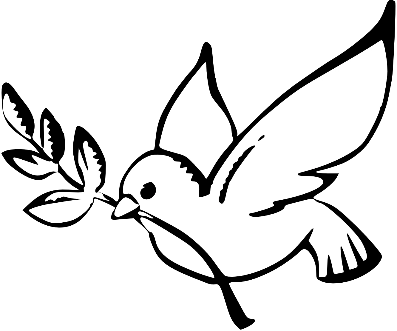 Dibujo de Paloma volando con una rama de olivo para colorear