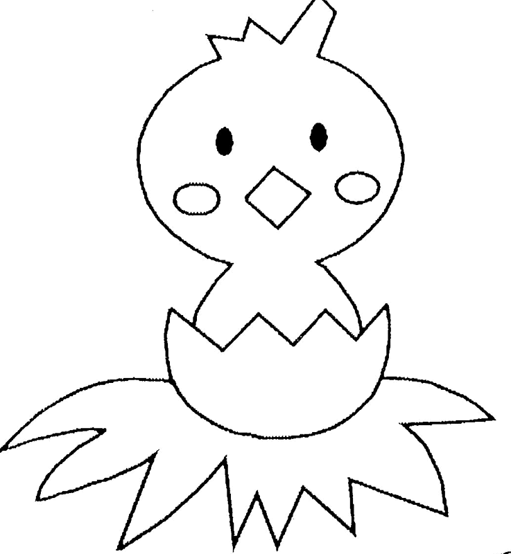 Dibujo de Pollito saliendo de su huevo para colorear