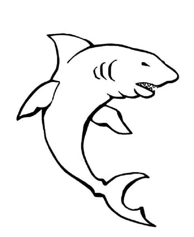 Dibujo de Tiburón con la boca abierta para colorear Dibujo de Tiburón con la boca abierta para colorear