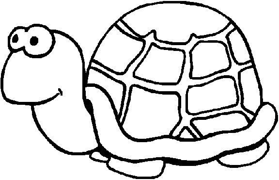 Dibujo de Tortuga con cara sonriente para colorear