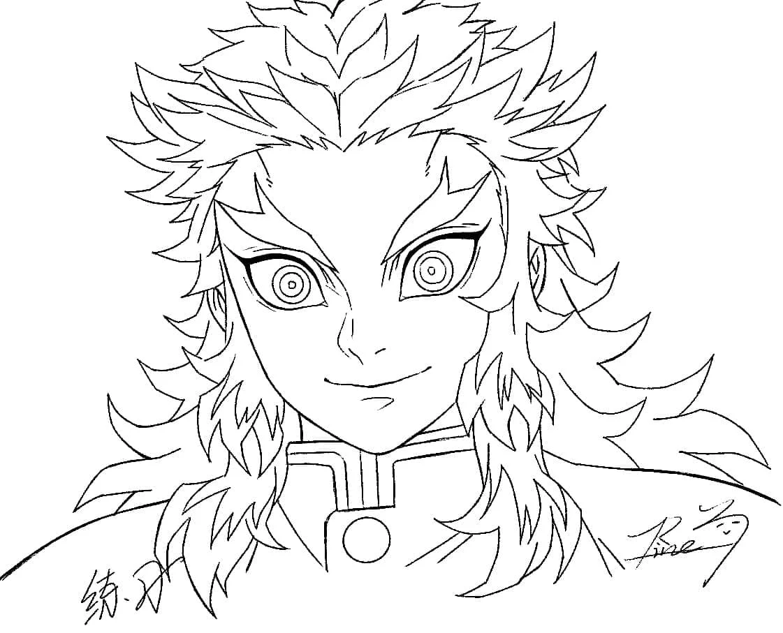 Diseño Kyojuro Rengoku #220435 de la colección Anime y Manga, página para colorear imprimible gratis