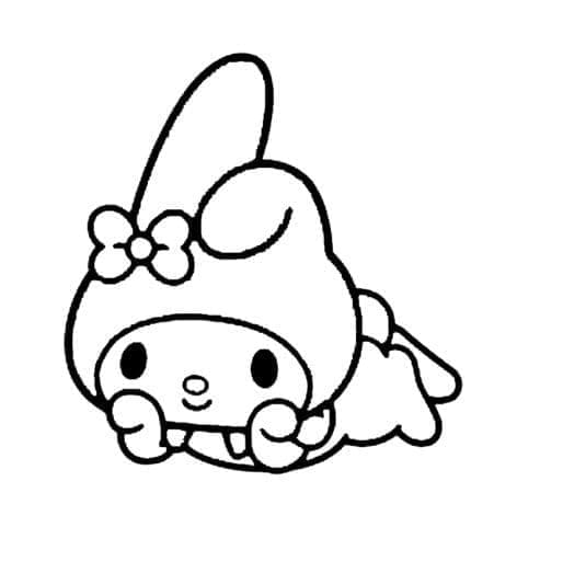 Dibujo de My Melody tumbada felizmente para colorear
