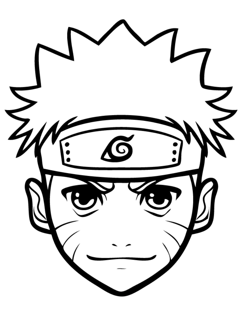 Dibujo de Naruto con bandana y marcas en las mejillas para colorear