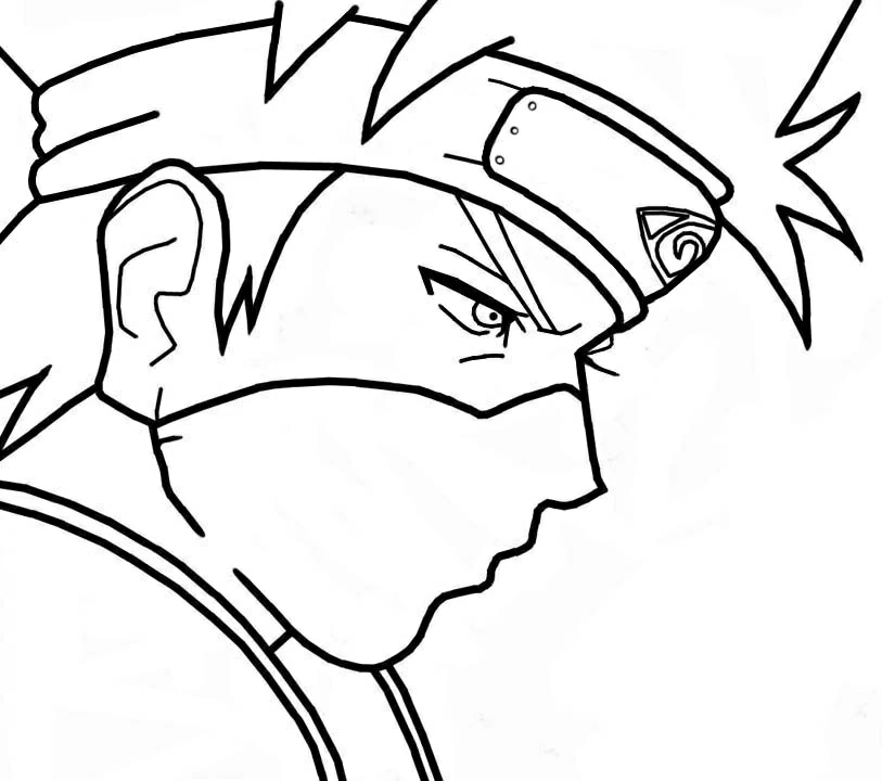 Dibujo de Kakashi Hatake de perfil con su máscara para colorear