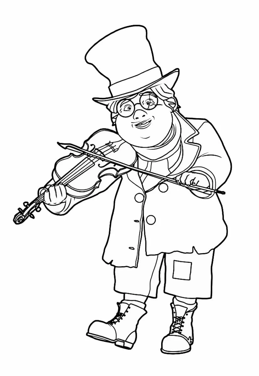 Dibujo de Hombre tocando el violín con sombrero de copa para colorear Dibujo de Hombre tocando el violín con sombrero de copa para colorear