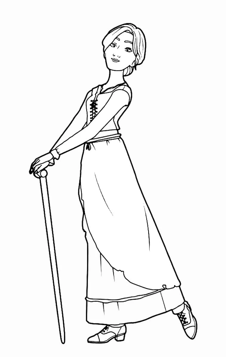 Dibujo de Bailarina Odette apoyada en un bastón para colorear Dibujo de Bailarina Odette apoyada en un bastón para colorear