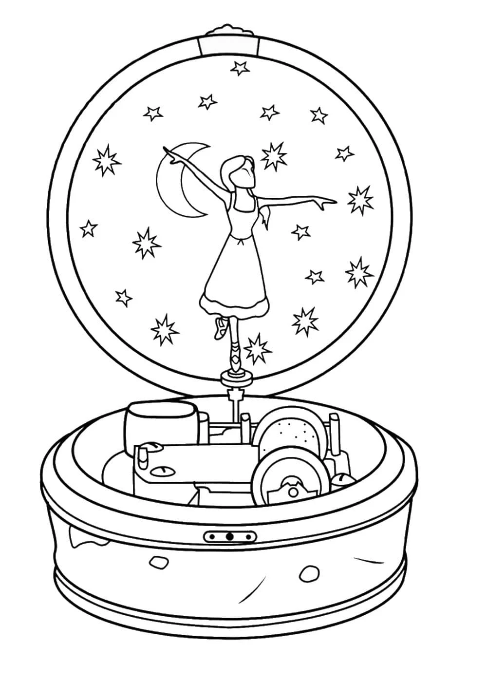 Dibujo de Bailarina en una caja de música para colorear Dibujo de Bailarina en una caja de música para colorear