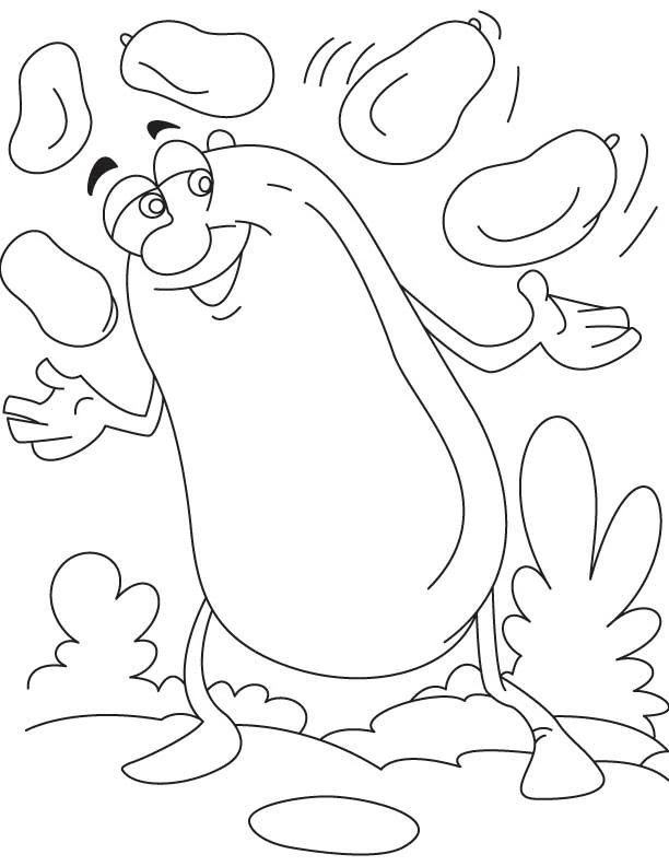 Dibujo de Malabarista frijol haciendo malabares para colorear
