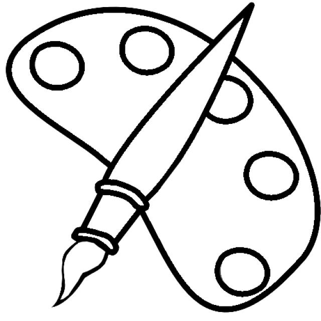 Dibujo de Pintor con paleta y pincel para colorear