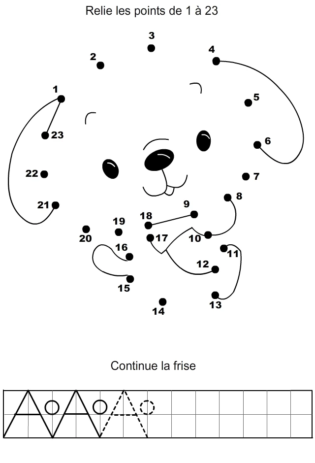 Dibujo de Cara de cachorro punto a punto para colorear Dibujo de Cara de cachorro punto a punto para colorear