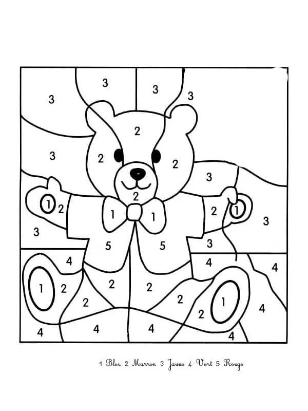 Dibujo de Oso de peluche colorear por números para colorear Dibujo de Oso de peluche colorear por números para colorear