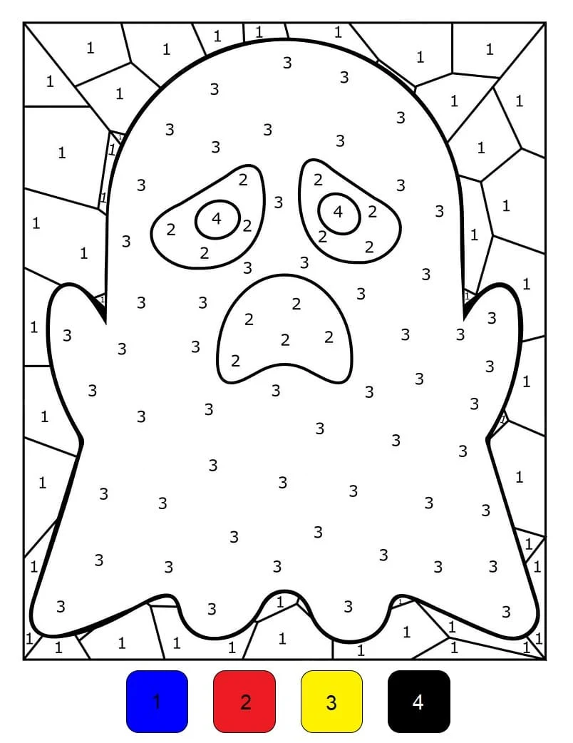 Dibujo de Fantasma triste para colorear por números para colorear Dibujo de Fantasma triste para colorear por números para colorear