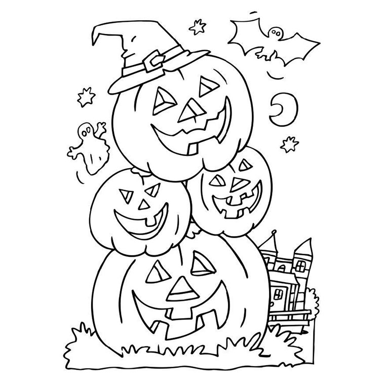 Dibujo de Calabaza apiladas de Halloween para colorear