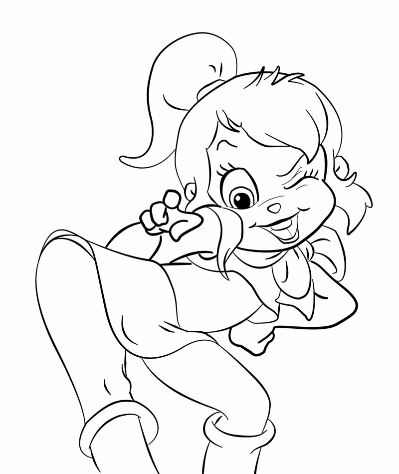 Dibujo de Chipette guiñando el ojo en pose dinámica para colorear