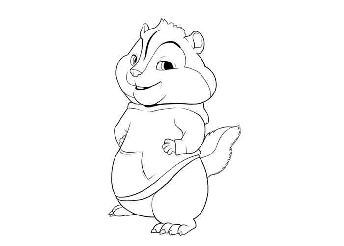 Dibujo de Alvin y the Chipmunks personaje de pie para colorear Dibujo de Alvin y the Chipmunks personaje de pie para colorear