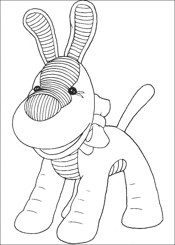 Dibujo de Andy Pandy perro de peluche con orejas largas para colorear