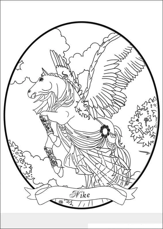 Dibujo de Nike Bella Sara, caballo alado en vuelo para colorear Dibujo de Nike Bella Sara, caballo alado en vuelo para colorear