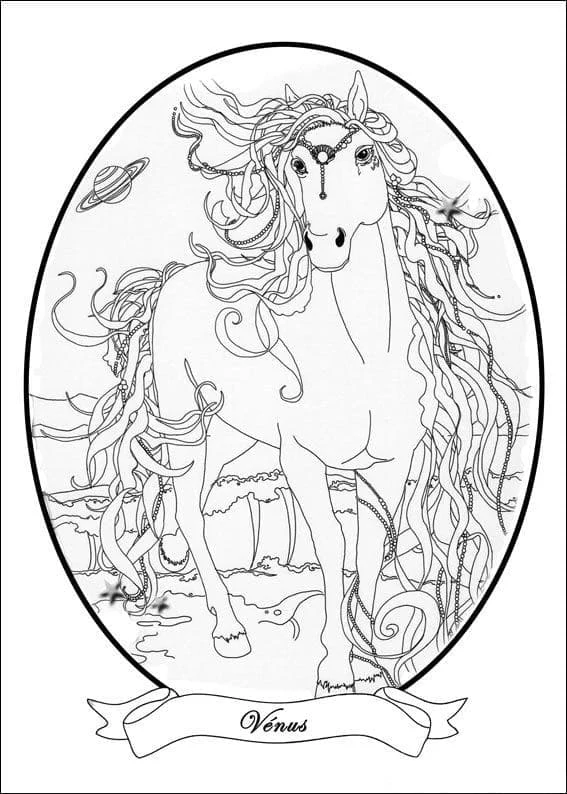 Dibujo de Bella Sara Venus con crin y cola ondulantes para colorear Dibujo de Bella Sara Venus con crin y cola ondulantes para colorear