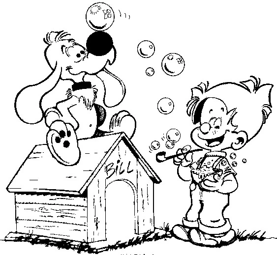Dibujo de Billy y Buddy haciendo pompas de jabón para colorear Dibujo de Billy y Buddy haciendo pompas de jabón para colorear
