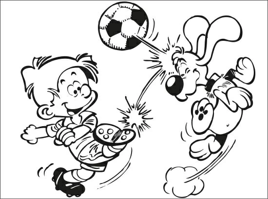 Dibujo de Billy y Buddy jugando al fútbol para colorear Dibujo de Billy y Buddy jugando al fútbol para colorear