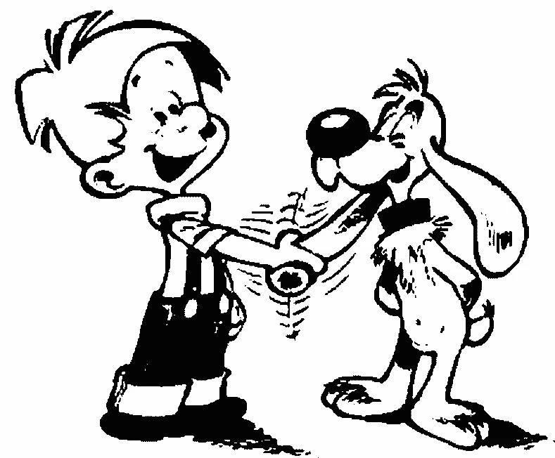 Dibujo de Billy y Buddy dándose la mano y riendo para colorear Dibujo de Billy y Buddy dándose la mano y riendo para colorear