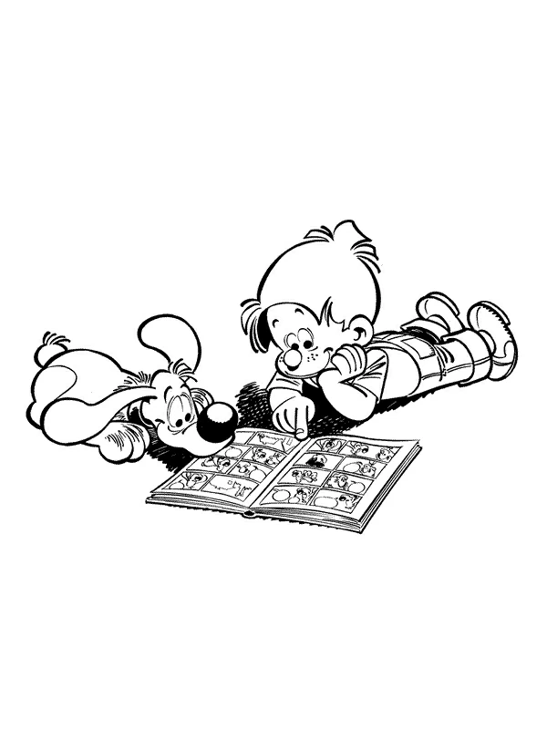 Dibujo de Billy y Buddy leyendo un cómic para colorear
