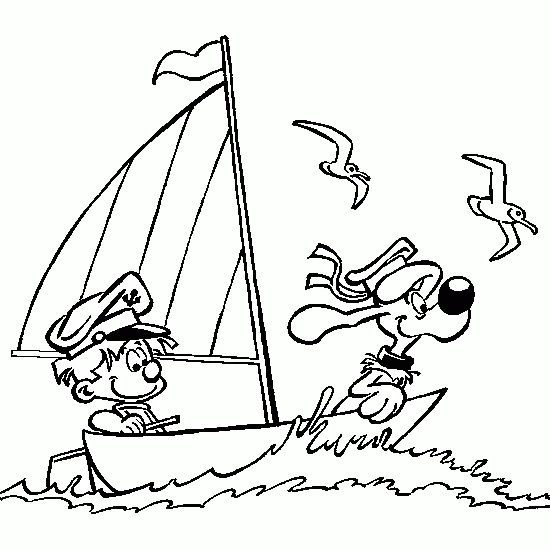 Dibujo de Billy y Buddy navegando en un barco para colorear Dibujo de Billy y Buddy navegando en un barco para colorear