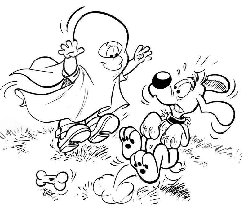 Dibujo de Billy y Buddy corriendo alegremente en la hierba para colorear