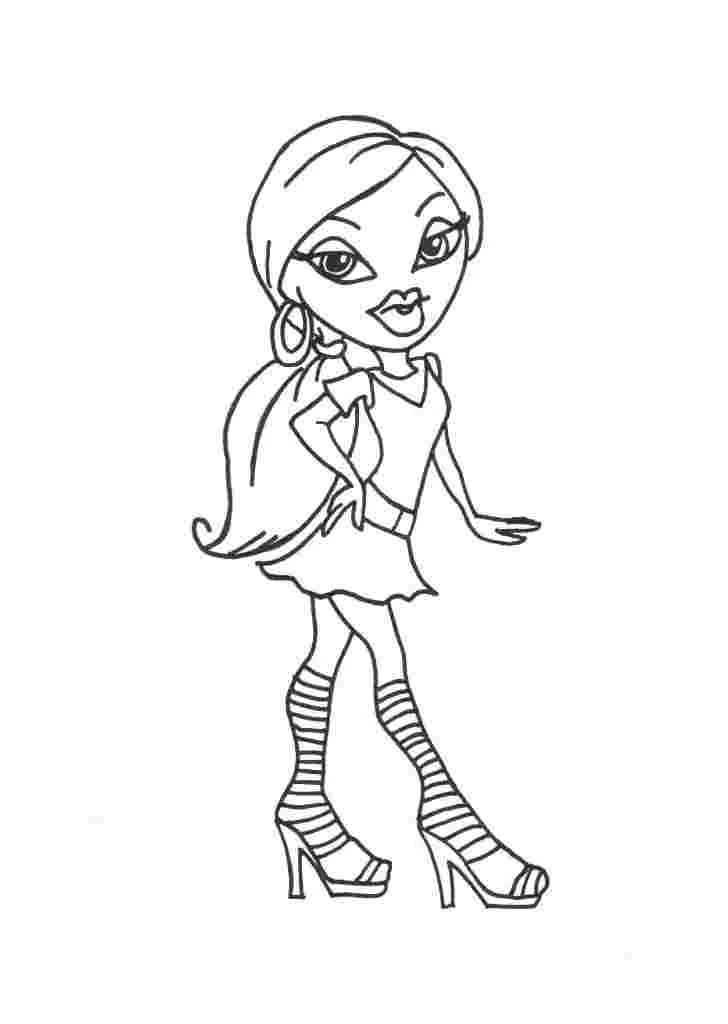 Dibujo de Bratz posando con un look moderno para colorear