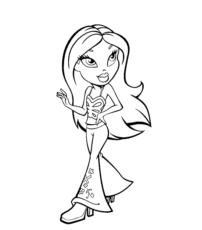 Dibujo de Yasmin posando con un look estiloso para colorear