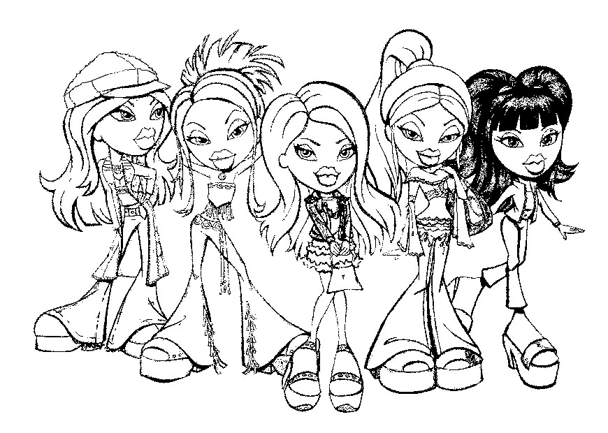 Dibujo de Bratz posando juntas para colorear